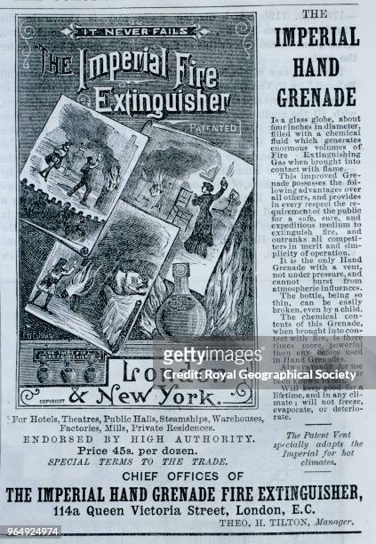 Advert for "The Imperial Fire Extinguisher", From:- "Exhibition Supplement to the Colonies and India", United Kingdom, 1880.