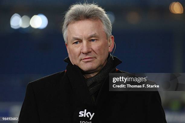 Former head coach of Bielefeld and Fuerth Benno Moehlmann looks on prior the second Bundesliga match between Arminia Bielefeld and SpVgg Greuther...