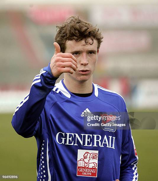 Patrick Ziegler of Unterhaching during the 3.Liga match between SpVgg Unterhaching and Bayern Muenchen II at the Generali Sportpark on January 24,...