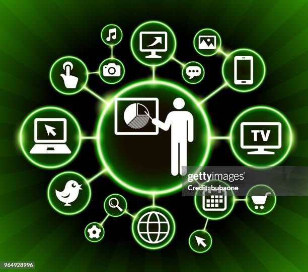 graph presentation internet communication technology dark buttons background - interactive presentation stock illustrations