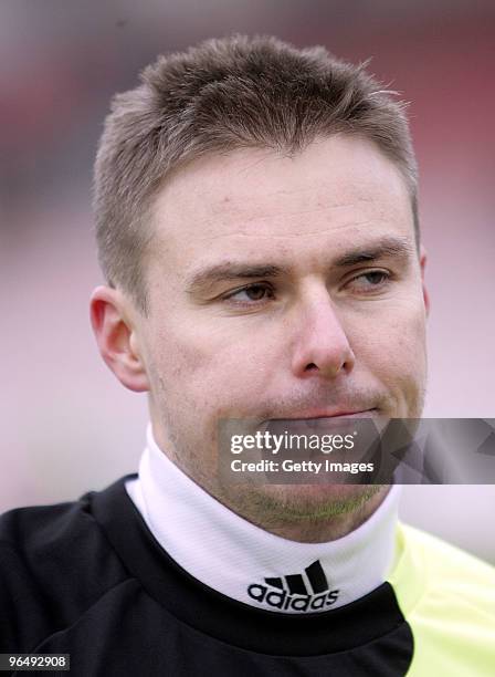 Darius Kampa goal keeper of Unterhaching during the 3.Liga match between SpVgg Unterhaching and Bayern Muenchen II at the Generali Sportpark on...