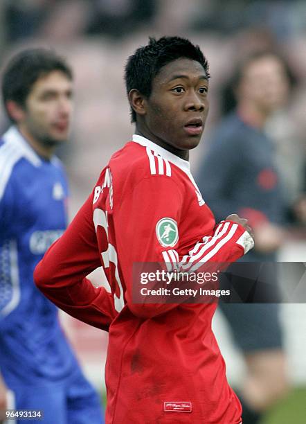 David Alaba of FC Bayern Muenchen II during the 3.Liga match between SpVgg Unterhaching and Bayern Muenchen II at the Generali Sportpark on January...