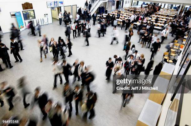 Pupils at Williamwood High School make their way to classes on February 5, 2010 in Glasgow, Scotland.February 5, 2010 in Glasgow, Scotland. As the UK...