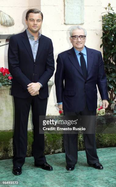 Director Martin Scorsese and actor Leonardo Di Caprio attend the "Shutter Island" photocall at Hassler Hotel on February 8, 2010 in Rome, Italy.