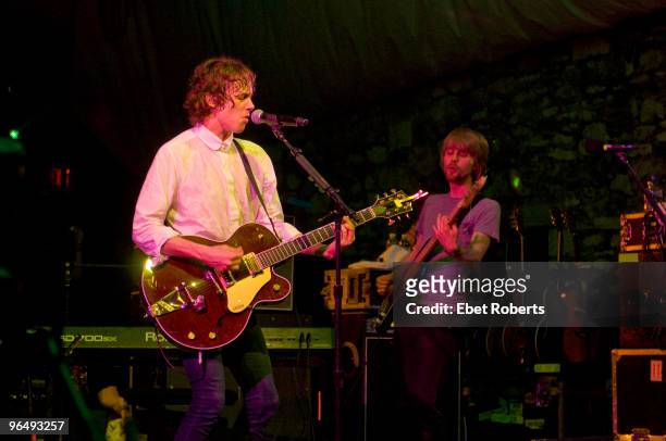 Johnny Borrell and Carl Dalemo of Razorlight perform on stage at Stubb's at the SXSW Music Conference on March 21st 2009 in Austin, Texas.