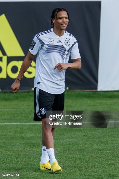 Leroy Sane of Germany looks on during the Southern Tyrol Training Camp day three on May 25, 2018 in Eppan, Italy.