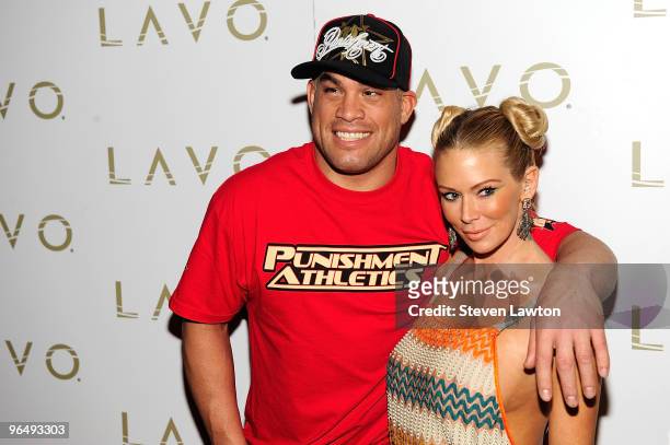 Fighter Tito Ortiz and adult flim actress Jenna Jameson arrived to celebrate Tito Ortiz's birthday at Lavo Restaurant & Nightclub at The Palazzo on...