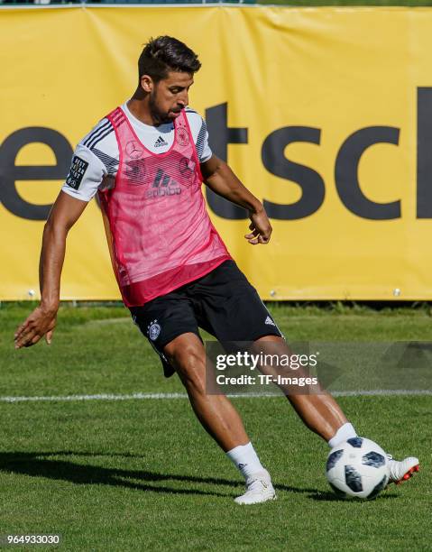 Sami Khedira of Germany controls the ball during the Southern Tyrol Training Camp day three on May 25, 2018 in Eppan, Italy.