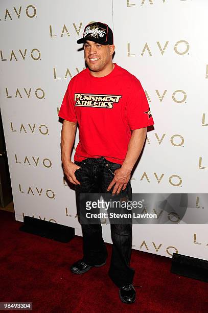 Fighter Tito Ortiz arrives to celebrate his birthday at Lavo Restaurant & Nightclub at The Palazzo on February 7, 2010 in Las Vegas, Nevada.