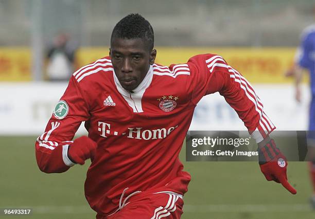 Saer Sene of FC Bayern II during the 3.Liga match between SpVgg Unterhaching and Bayern Muenchen II at the Generali Sportpark on January 24, 2010 in...