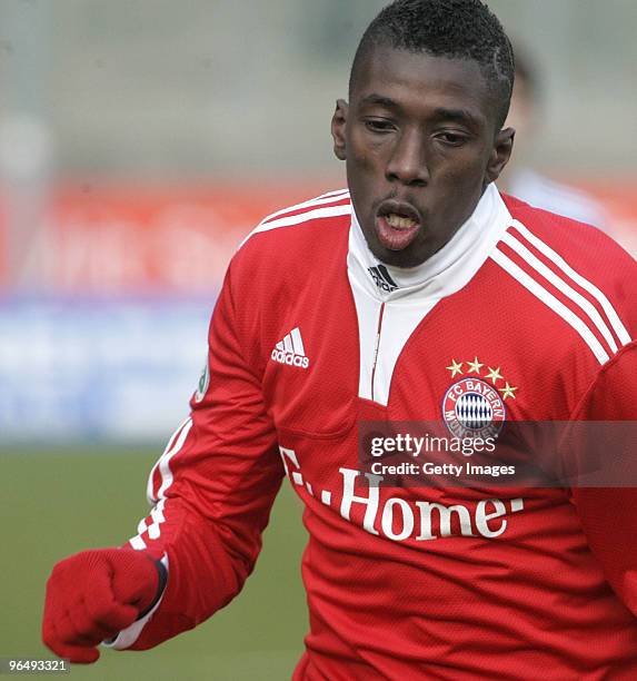 Saer Sene of FC Bayern II during the 3.Liga match between SpVgg Unterhaching and Bayern Muenchen II at the Generali Sportpark on January 24, 2010 in...