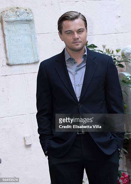 Actor Leonardo Di Caprio attends "Shutter Island" photocall at Hassler Hotel on February 8, 2010 in Rome, Italy.