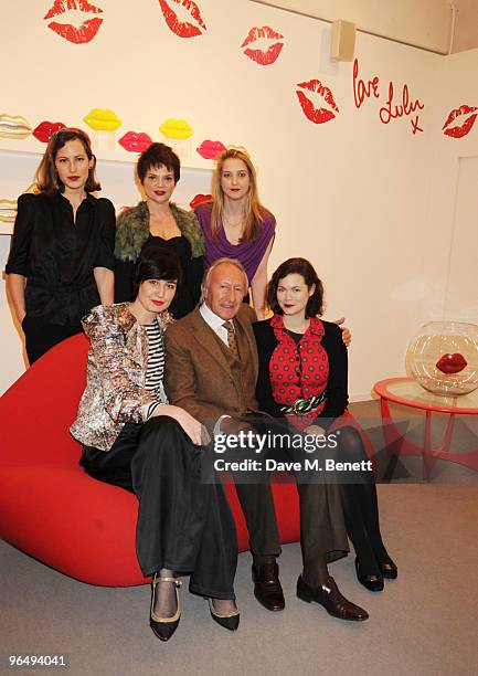 Charlotte Dellal, Lulu Guinness and Daisy DVilleneuve, Erin O'Connor, Harold Tilman and Jasmine Guinness attend the opening of the Lulu Guinness Pop...