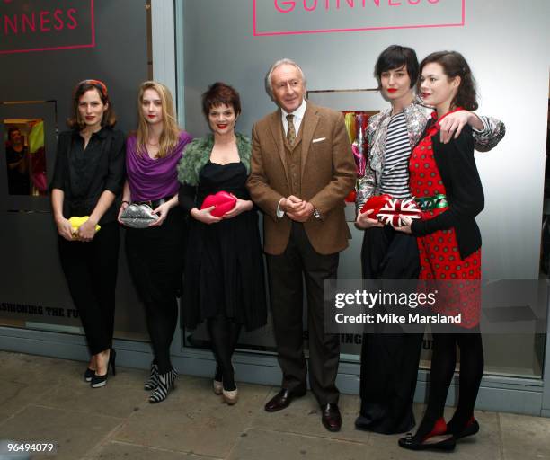 Lulu Guinness, Harold Tillman, Erin O'Connor and Jasmine Guinness attend the opening of Lulu Guinness' first temporary shop - 'Kissed by Lulu...