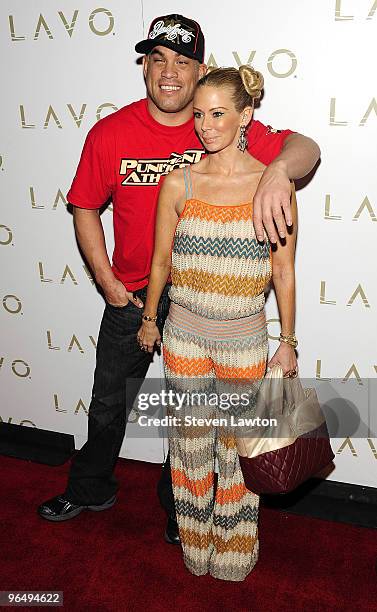 Fighter Tito Ortiz and adult flim actress Jenna Jameson arrive to celebrate Tito Ortiz's birthday at Lavo Restaurant & Nightclub at The Palazzo on...