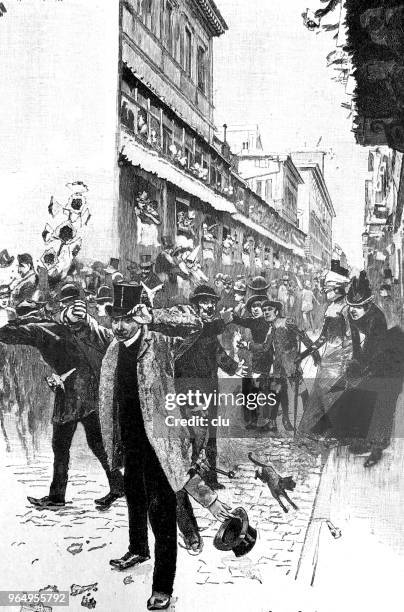 flower parade in the city - cat walking stock illustrations