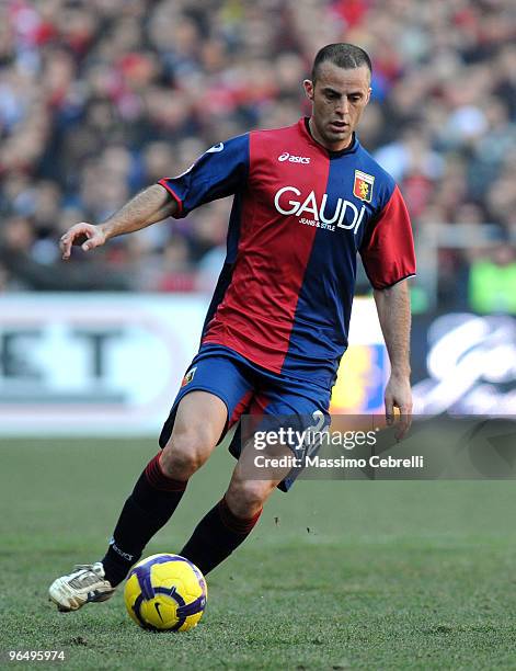 Giandomenico Mesto of Genoa CFC in action during the Serie A match between Genoa CFC and AC Chievo Verona at Stadio Luigi Ferraris on February 7,...