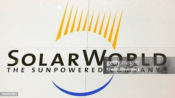 The Solarworld AG logo is seen in Freiberg, Germany, on Monday, Feb. 8, 2010. Germany's solar industry said the government's proposed price cuts for...