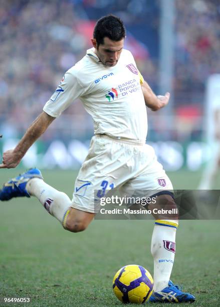 Sergio Pellissier of AC Chievo Verona in action during the Serie A match between Genoa CFC and AC Chievo Verona at Stadio Luigi Ferraris on February...