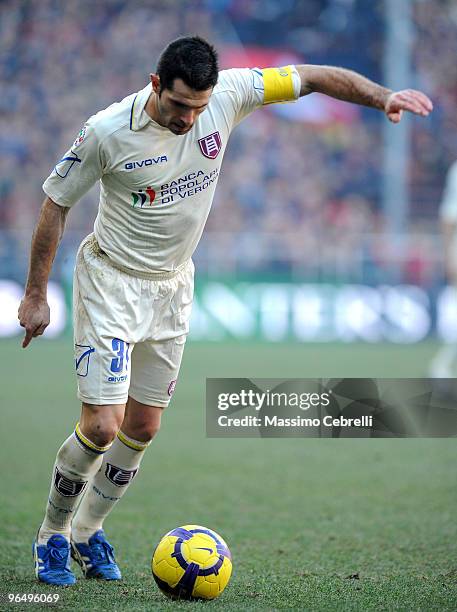Sergio Pellissier of AC Chievo Verona in action during the Serie A match between Genoa CFC and AC Chievo Verona at Stadio Luigi Ferraris on February...