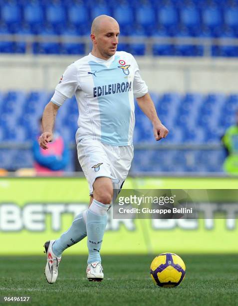 Tommaso Rocchi of Lazio in action during the Serie A match between Lazio and Catania at Stadio Olimpico on February 7, 2010 in Rome, Italy.