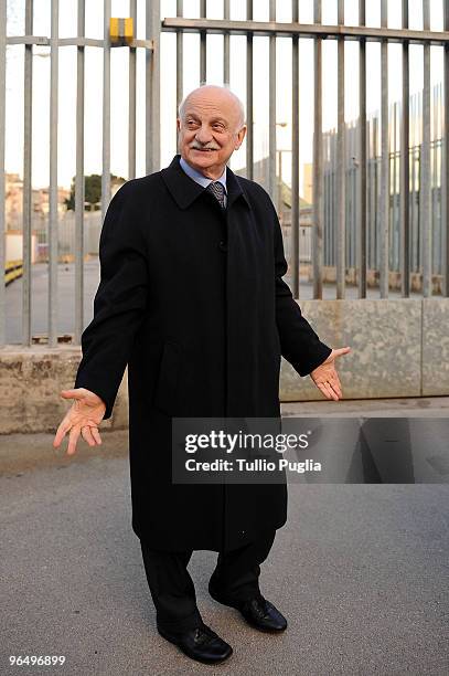 Mario Mori gestures as he walks out after a session of his trial at the Palermo Bunker Hall on February 8, 2010 in Palermo, Italy. During his...