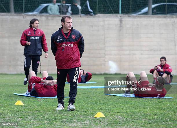 New Reggina Calcio coach Roberto Breda attends a training session at Sports Center Sant'Agata on February 8, 2010 in Reggio Calabria, Italy.