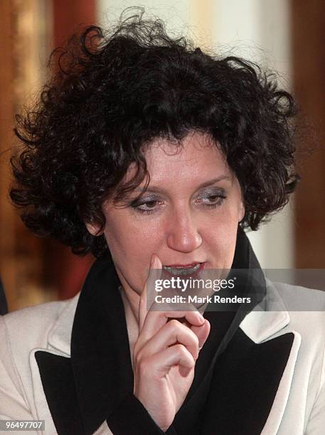 Belgian Interior Minister Annemie Turtelboom attends a reception for the peoples who helped Haiti after the earthquake, at Laeken Castle on February...