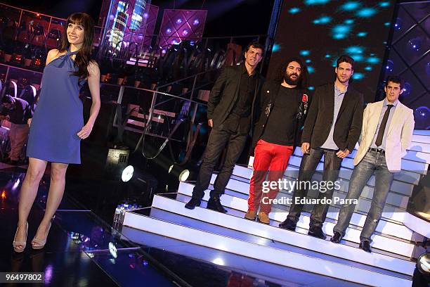 Pilar Rubio, Miguel Angel Nadal, Miguel Angel Rodriguez El Sevilla, Juan Garcia and Victor Janeiro attend Mira Quin Baila TV Programme press...