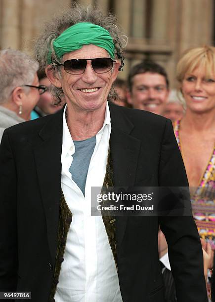 Keith Richards attends Leah Wood and Jack Macdonald's wedding at Southwark Cathedral on June 21, 2008 in London, England.