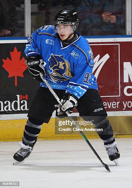 Daniel Erlich of the London Knights skates in a game against the Brampton Battalion on February 6, 2010 at the John Labatt Centre in London, Ontario....