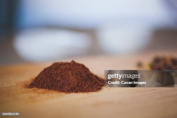 close-up of garam masala on cutting board - garam masala stock pictures, royalty-free photos & images