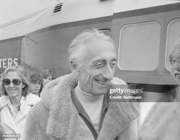 Captain Jacques-Yves Cousteau, famed marine explorer pictured here in Mystic, Connecticut.