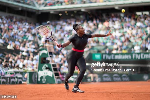 French Open Tennis Tournament - Day Three. Serena Williams of the United States in action against Kristyna Pliskova of the Czech Republic on Court...