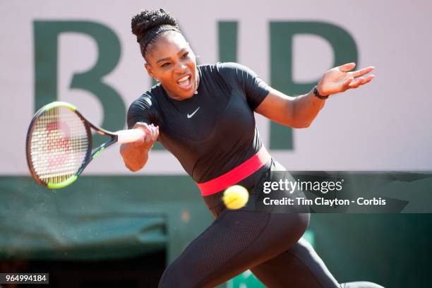 French Open Tennis Tournament - Day Three. Serena Williams of the United States in action against Kristyna Pliskova of the Czech Republic on Court...