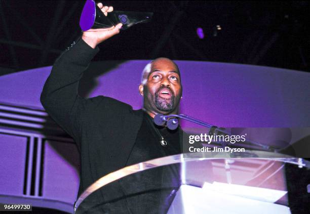 Frankie Knuckles accepts an award at the 2000 Dancestar Awards at Alexandra Palace on June 1, 2000 in London, England.