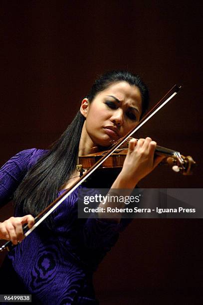 Violinist Sarah Chang during her concert for Musica Insieme at theatre Manzoni on February 8, 2010 in Bologna, Italy.