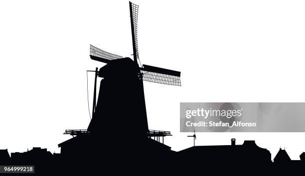 dutch windmill - dutch windmill stock illustrations