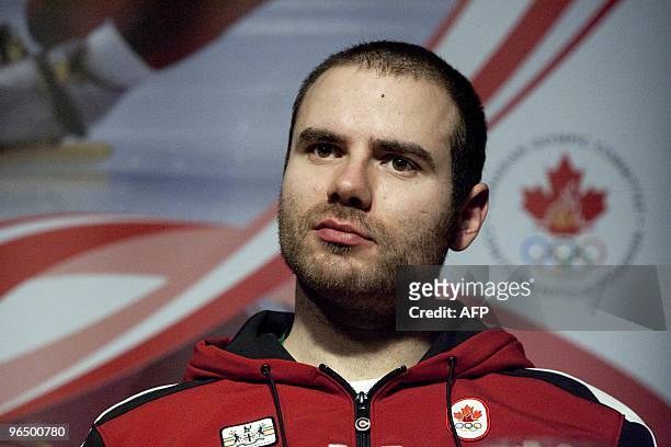 Skier Jan Hudec of Canada's Olympic Alpine Downhill Ski Team attends a press conference on February 8, 2010 at Alberta House, downtown Vancouver,...