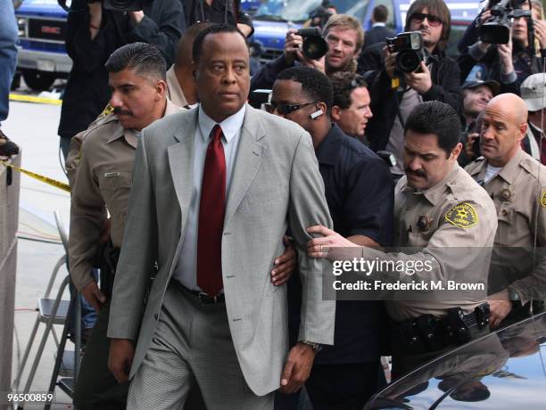 Dr. Conrad Murray arrives for his arraignment of at the Airport Los Angeles Courthouse on February 8, 2010 in Los Angeles, California.