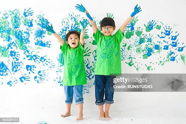 child with family - full body paint stock pictures, royalty-free photos & images