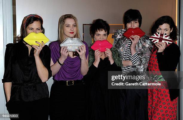Charlotte Dellal, Lulu Guinness, Erin O'Connor and Jasmine Guinness attend the opening of Lulu Guinness' first temporary shop - 'Kissed by Lulu...