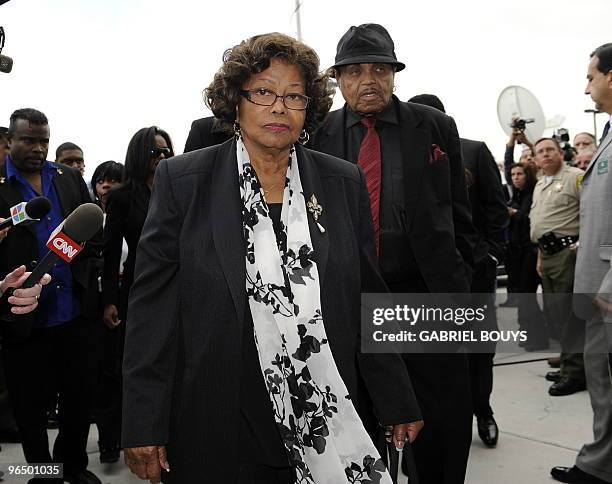 Michael Jackson's parents Katherine and Joe Jackson arrive prior to doctor Conrad Murray at the Los Angeles Airport Courthouse on February 8, 2010....