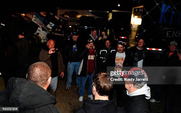 Team owner Kasey Kahne poses in the garage area after the the World of Outlaws 39th Annual DIRTcar Nationals by UNOH at Volusia Speedway Park on...