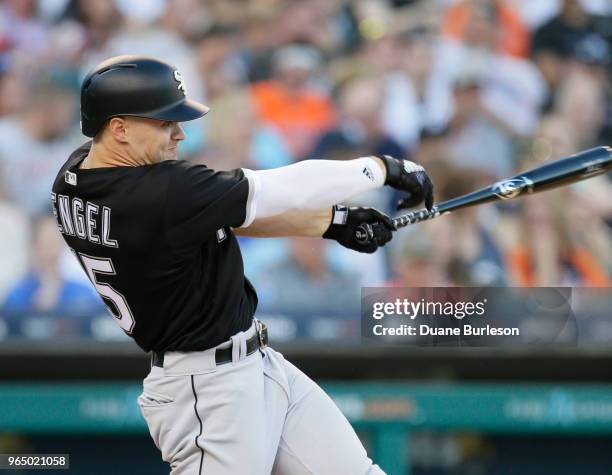 Adam Engel of the Chicago White Sox bats against the Detroit Tigers at Comerica Park on May 25, 2018 in Detroit, Michigan.