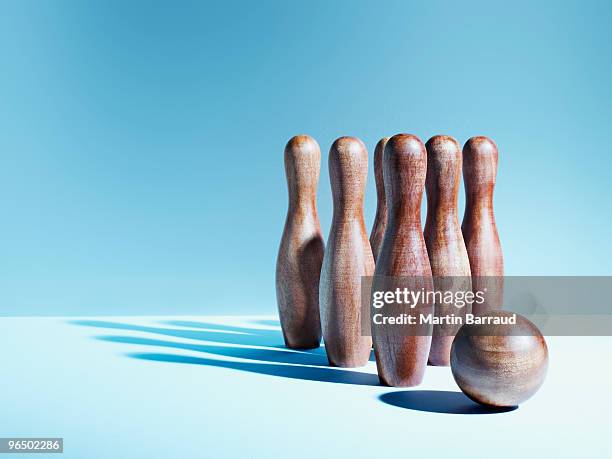 bowling ball and skittles - bowling pin stock pictures, royalty-free photos & images