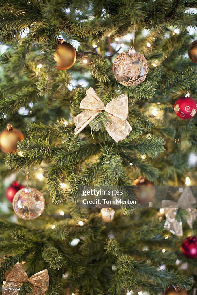 Christmas ornaments on tree