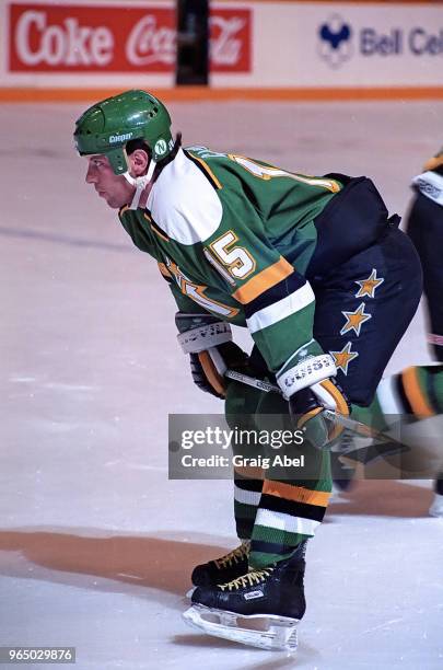 Dave Gagner of the Minnesota North Stars skates against the Toronto Maple Leafs during NHL game action December 16, 1989 at Maple Leaf Gardens in...