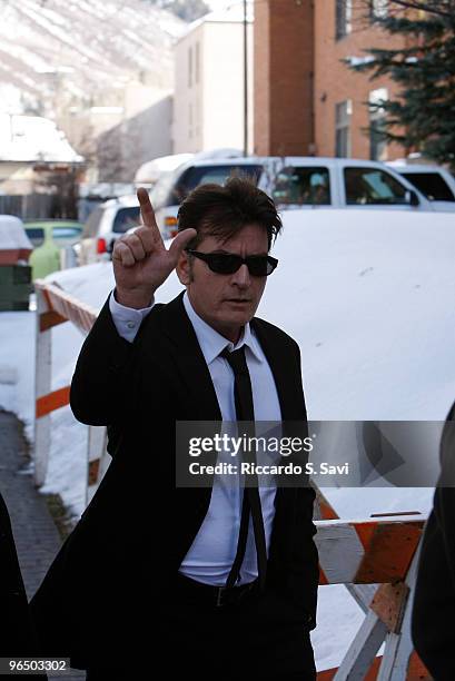 Charlie Sheen at the Court Appearance on February 8, 2010 in Aspen, Colorado. Sheen appeared in court to face allegations of domestic violence after...