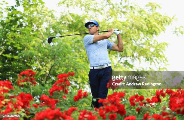 Rafa Cabrera Bello of Spain tees off on the 16th hole during day two of the Italian Open at Gardagolf CC on June 1, 2018 in Brescia, Italy.